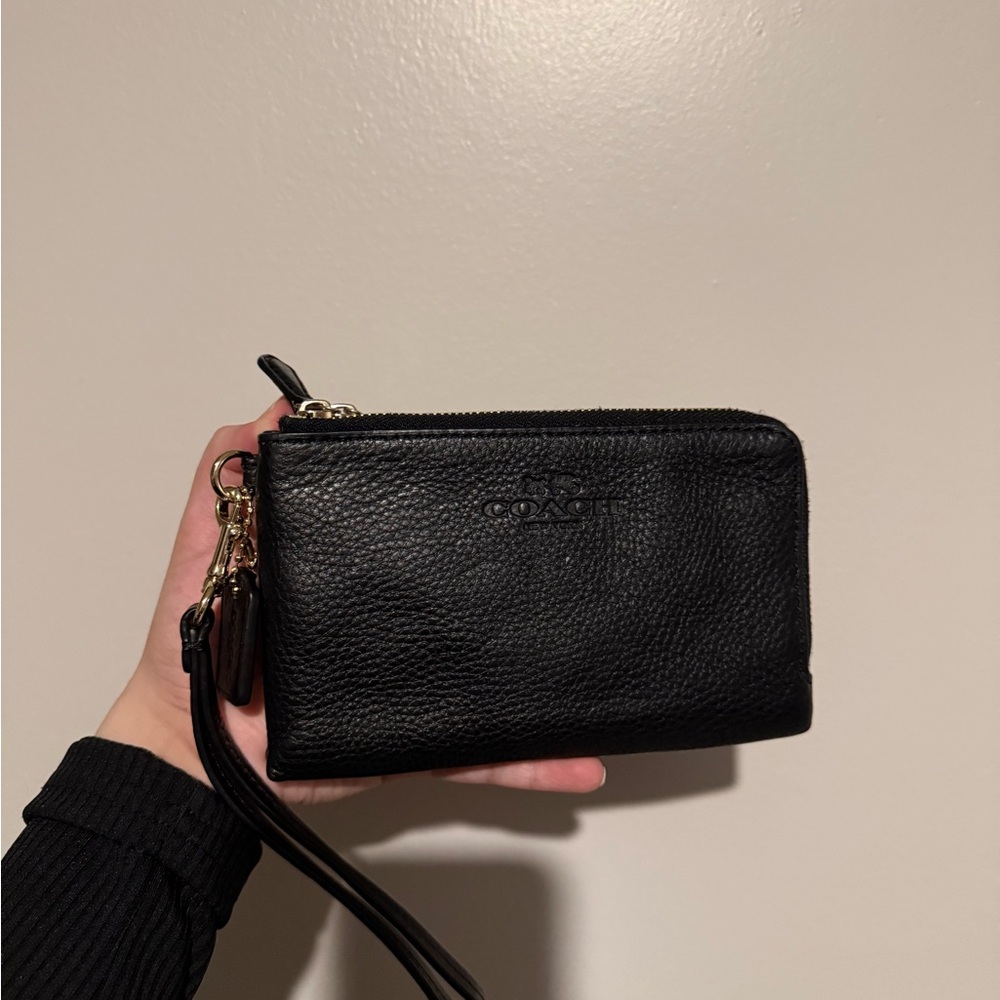 Coach Black Pebbled Leather Wristlet